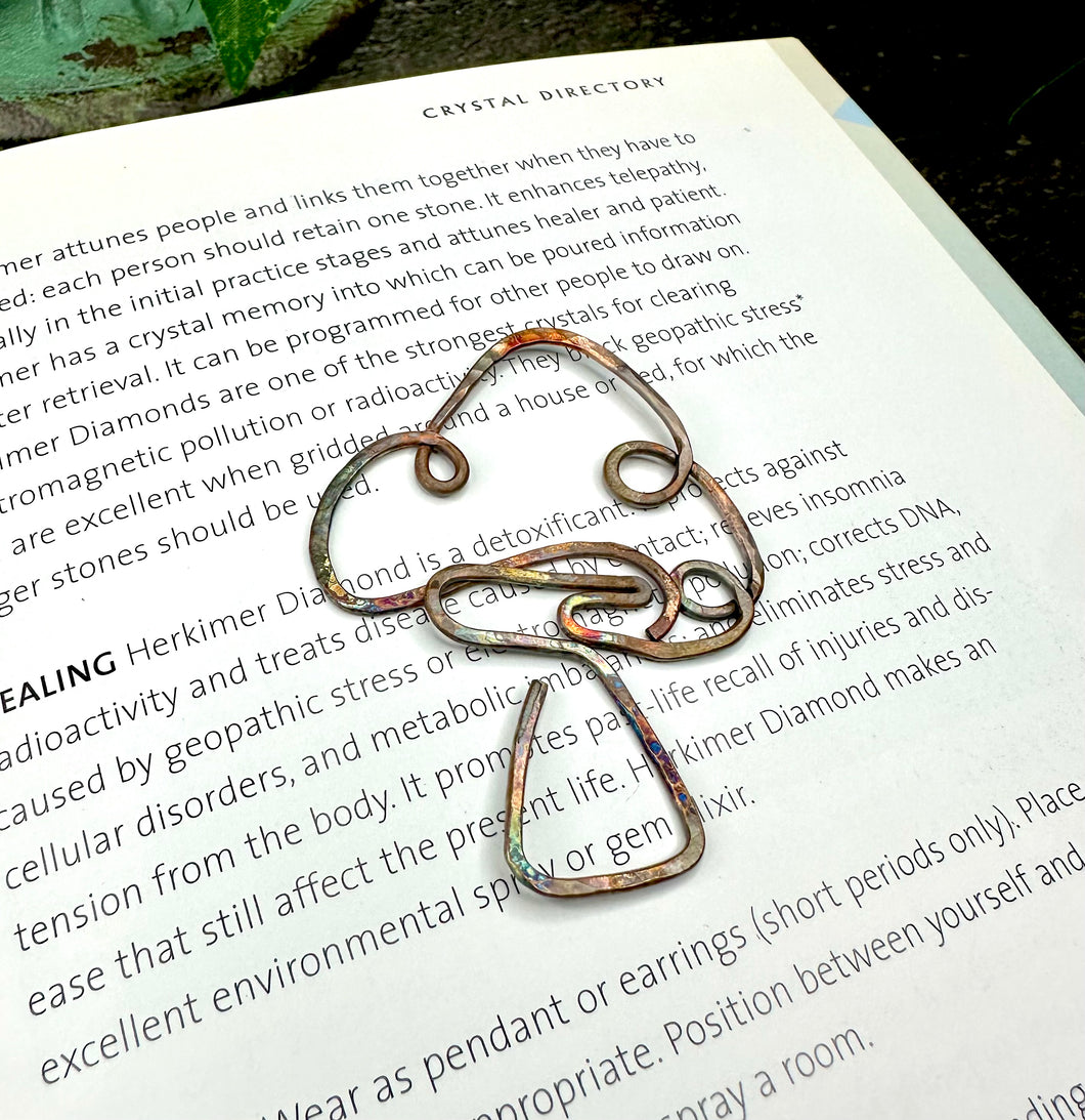 Fire Painted Copper Mushroom Bookmark