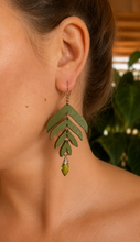 Load image into Gallery viewer, Boho Leaf &amp; Peridot Earrings