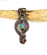 Load image into Gallery viewer, Rainbow Titanium Druzy Jennifer Copper Wire Wrapped Pendant Necklace