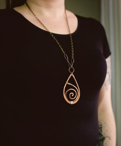 Fire Painted Copper Curlicue Necklace