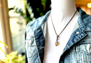 Raw Yellow Topaz Minimal Wire Wrapped Pendant Necklace