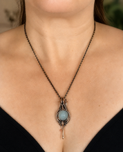 Load image into Gallery viewer, Aquamarine Blossom Frame Wire Wrapped Pendant Necklace