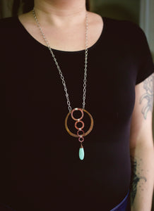 Fire Pained and Flamed Copper Coterie Turquoise Necklace