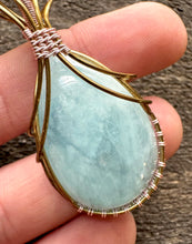 Load image into Gallery viewer, Gold &amp; Rose Gold Aquamarine Evan Pendant Necklace