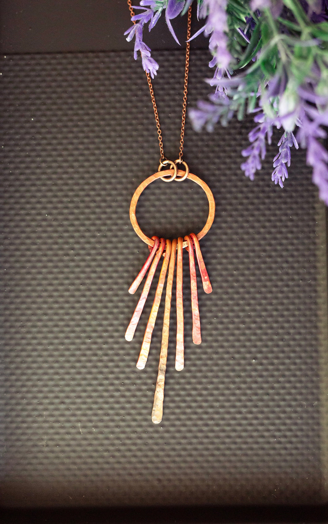 Flamed Graduated Stick Pendant Necklace