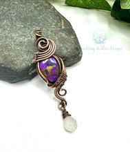 Load image into Gallery viewer, Copper Purple Turquoise &amp; Moonstone Wire Wrapped Pendant