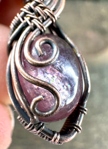 Lepidolite Hannah Copper Wire Wrapped Pendant Necklace