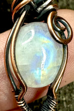 Load image into Gallery viewer, Rainbow Moonstone Wire Wrapped Pendant Necklace-Copper