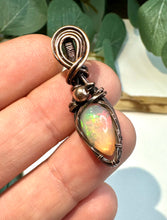 Load image into Gallery viewer, Fire Opal Copper Minimal Wire Wrapped Pendant Necklace