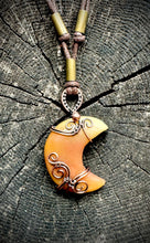 Load image into Gallery viewer, Copper Brown Jasper Wire Wrapped Moon Necklace-Adjustable