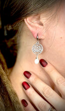 Load image into Gallery viewer, Rainbow Moonstone &amp; Lotus Earrings
