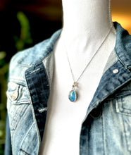 Load image into Gallery viewer, Deep Blue Monarch Opal-Sterling Silver- Sara Wire Wrapped Pendant Necklace