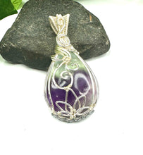 Load image into Gallery viewer, Silver Fluorite Lotus Pendant Necklace