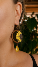 Load image into Gallery viewer, Boho Sunflower &amp; Chalcedony Earrings