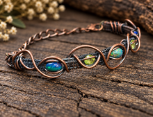 Load image into Gallery viewer, Triple Smoked Opal &amp; Peridot Bangle