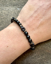 Load image into Gallery viewer, Black Obsidian Skull Bracelet