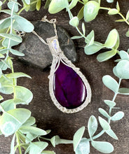 Load image into Gallery viewer, Sterling Silver Dyed Purple Labradorite &amp; Ethiopian Opal Pendant Necklace