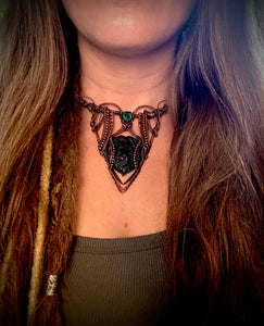 Ravion Labradorite & Emerald Collar Necklace