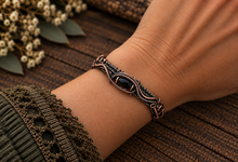 Load image into Gallery viewer, Black Tourmaline Swirl Eye Bangle