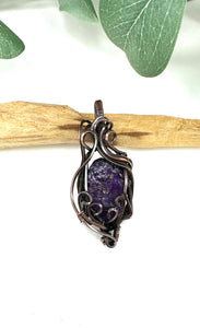 Raw Sugalite Copper Flow Frame Pendant Necklace