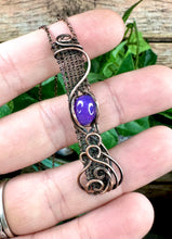 Load image into Gallery viewer, Purple Opal Egyptian Stick Wire Wrapped Copper Pendant Necklace