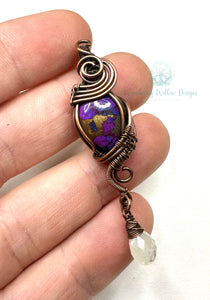 Copper Purple Turquoise & Moonstone Wire Wrapped Pendant