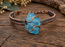 Load image into Gallery viewer, Raw Aquamarine Bangle Bracelet