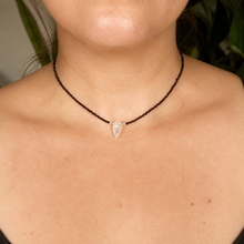 Load image into Gallery viewer, Minimal Black Tourmaline &amp; Rainbow Moonstone Necklace