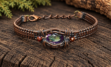 Load image into Gallery viewer, Mystic Topaz &amp; Garnet Bangle