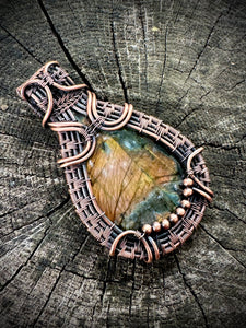 Orange Labradorite Dendro Amulet