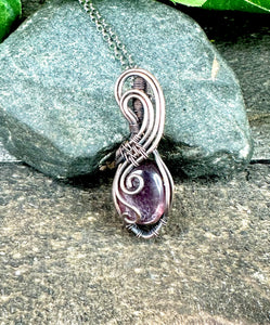 Lepidolite Hannah Copper Wire Wrapped Pendant Necklace