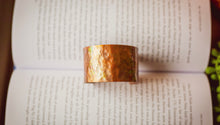 Load image into Gallery viewer, 1.5” Copper Fire Painted Hammered Cuff Bracelet