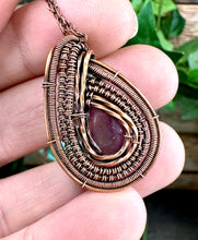 Load image into Gallery viewer, Ruby Flower Bud Nano Wire Wrapped Copper Pendant Necklace