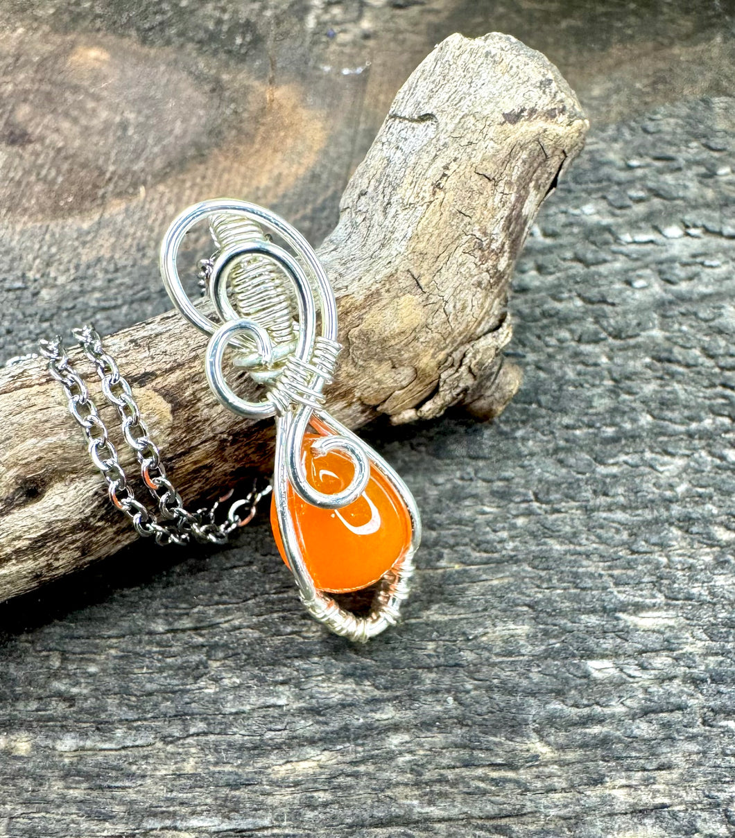 Carnelian Agate Princess Wrap Minimal Necklace