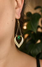 Load image into Gallery viewer, Gold &amp; Emerald Gypsy Earrings
