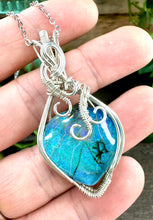 Load image into Gallery viewer, Blue Monarch Opal-Sterling Silver-Energy Flow Wire Wrapped Pendant Necklace