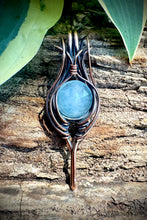 Load image into Gallery viewer, Aquamarine Blossom Frame Wire Wrapped Pendant Necklace