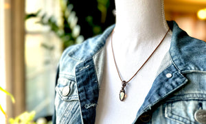 Fire Opal Copper Minimal Wire Wrapped Pendant Necklace