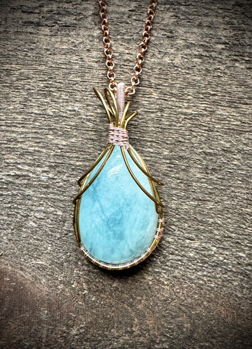 Gold & Rose Gold Aquamarine Evan Pendant Necklace