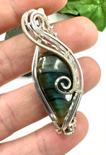 Load image into Gallery viewer, Silver Labradorite Wire Wrapped Pendant