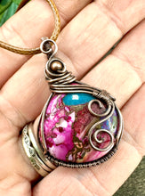 Load image into Gallery viewer, Pink Copper Turquoise Copper Wire Wrapped Pendant Necklace