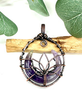 Load image into Gallery viewer, Rising Lotus Copper Amethyst Pendant Necklace