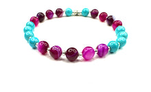 Load image into Gallery viewer, Turquoise &amp; Pink Agate Stretch Bracelet