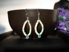 Load image into Gallery viewer, White  Ethiopian Opal &amp; Chalcedony Tear Earrings
