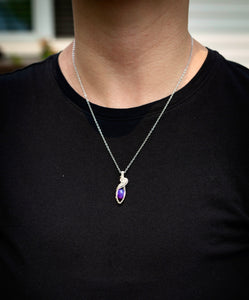 Ethiopian Purple Opal Silver Wire Wrapped Minimalist Necklace
