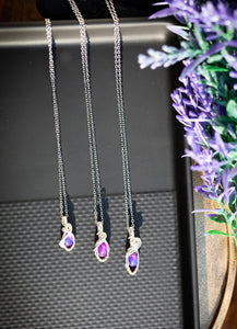 Ethiopian Purple Opal Silver Wire Wrapped Minimalist Necklace