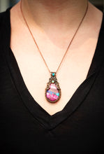 Load image into Gallery viewer, Pink Copper Turquoise &amp; Mixed Opal Wire Wrapped Sara Pendant Necklace