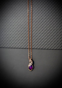 Ethiopian Purple Opal Copper Wire Wrapped Minimalist Necklace