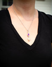 Load image into Gallery viewer, Double Purple &amp; Ethiopian Opal Wire Wrapped Silver Necklace