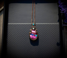 Load image into Gallery viewer, Pink Copper Turquoise &amp; Mixed Opal Wire Wrapped Sara Pendant Necklace